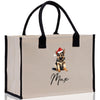 a bag with a dog wearing a santa hat