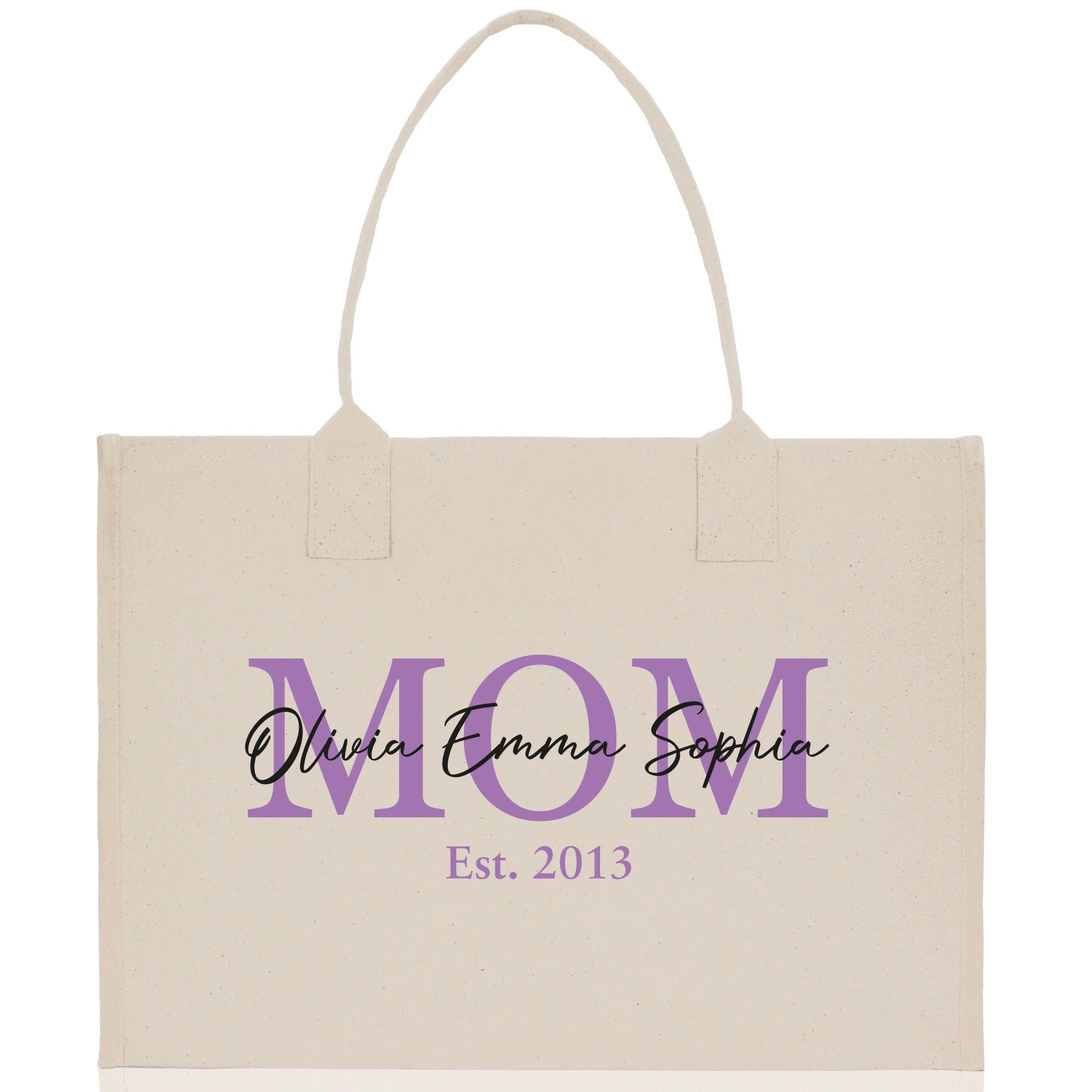 a mother&#39;s day gift bag with the word mom printed on it