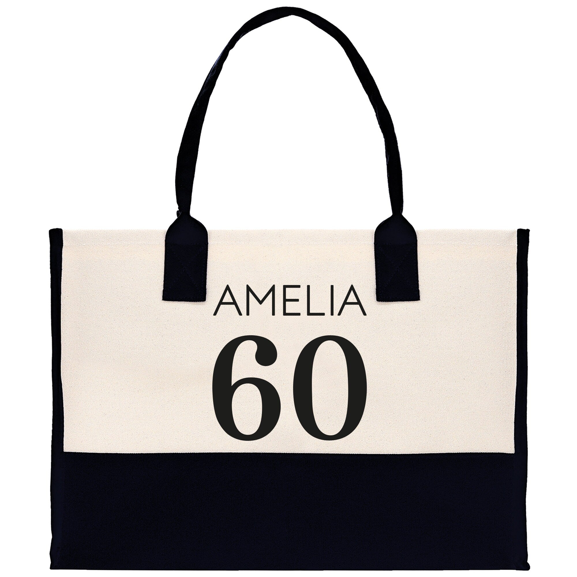 a black and white bag with the number 60 printed on it