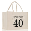a white shopping bag with the number 40 printed on it