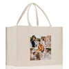 a shopping bag with a photo collage on it