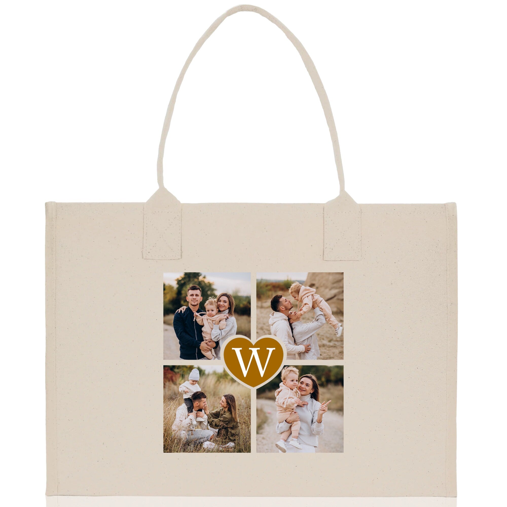 a tote bag with a picture of a family on it