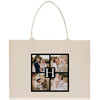 a tote bag with four photos of a family