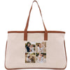 a canvas tote bag with four photos of a family