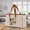 a canvas tote bag with a picture of a family