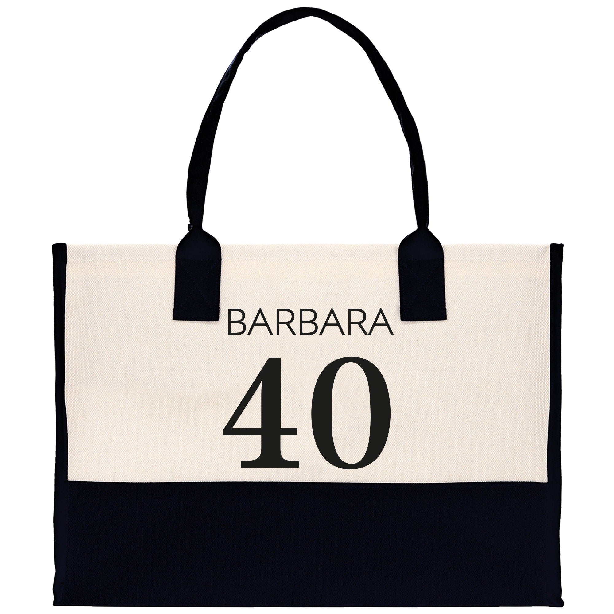 a black and white bag with the number 40 printed on it