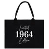 a black tote bag with the words limited, limited and limited written on it