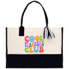 a black and white tote bag with the words cool teachers club on it