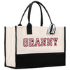 a black and white bag with the word granny printed on it