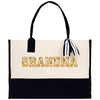 a black and white bag with the word grandma printed on it