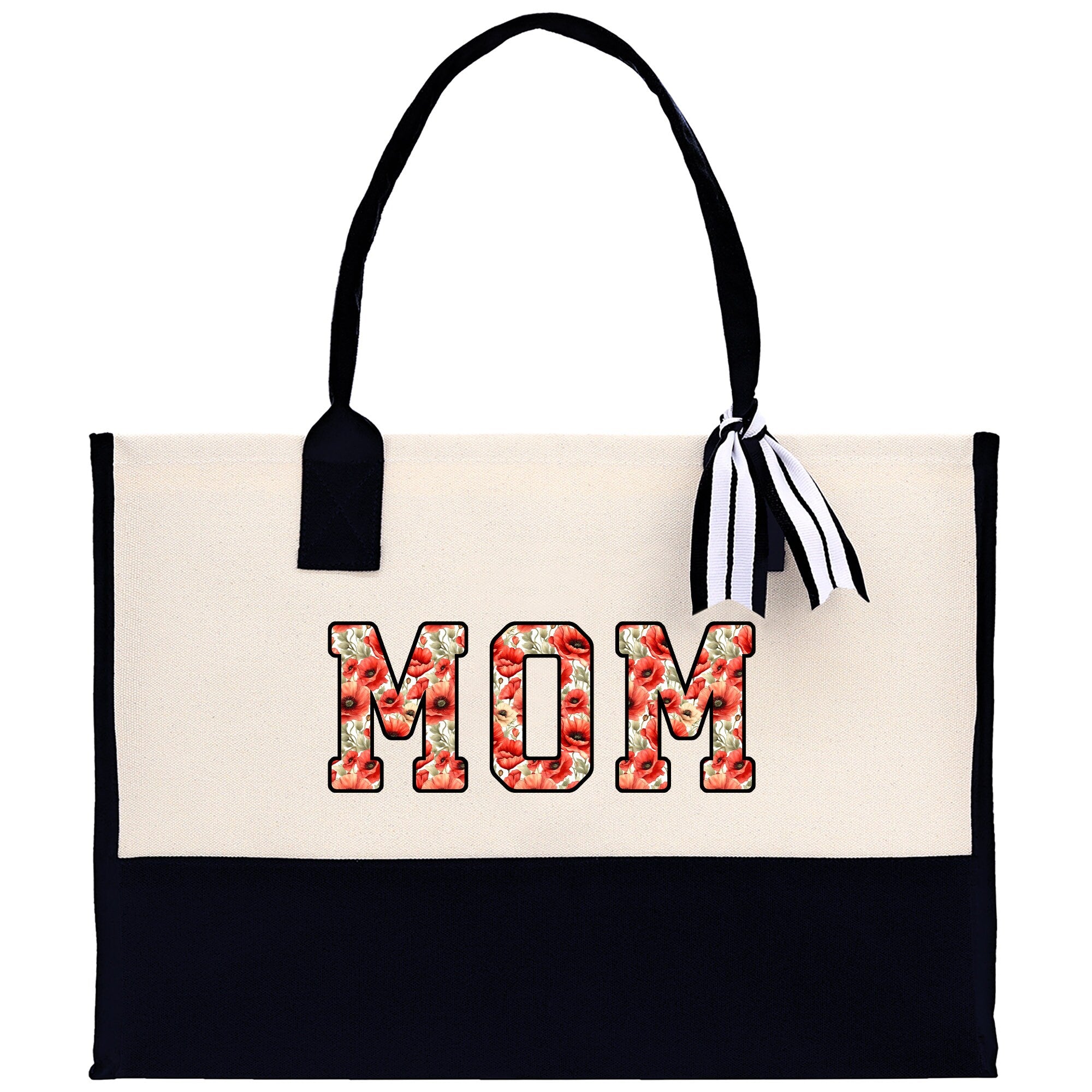 a mom&#39;s tote bag with the word mom printed on it