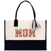 a mom's tote bag with the word mom printed on it