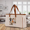a canvas tote bag with a family picture on it