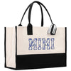 a black and white bag with the word mimi printed on it