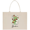 a shopping bag with a picture of a flower on it