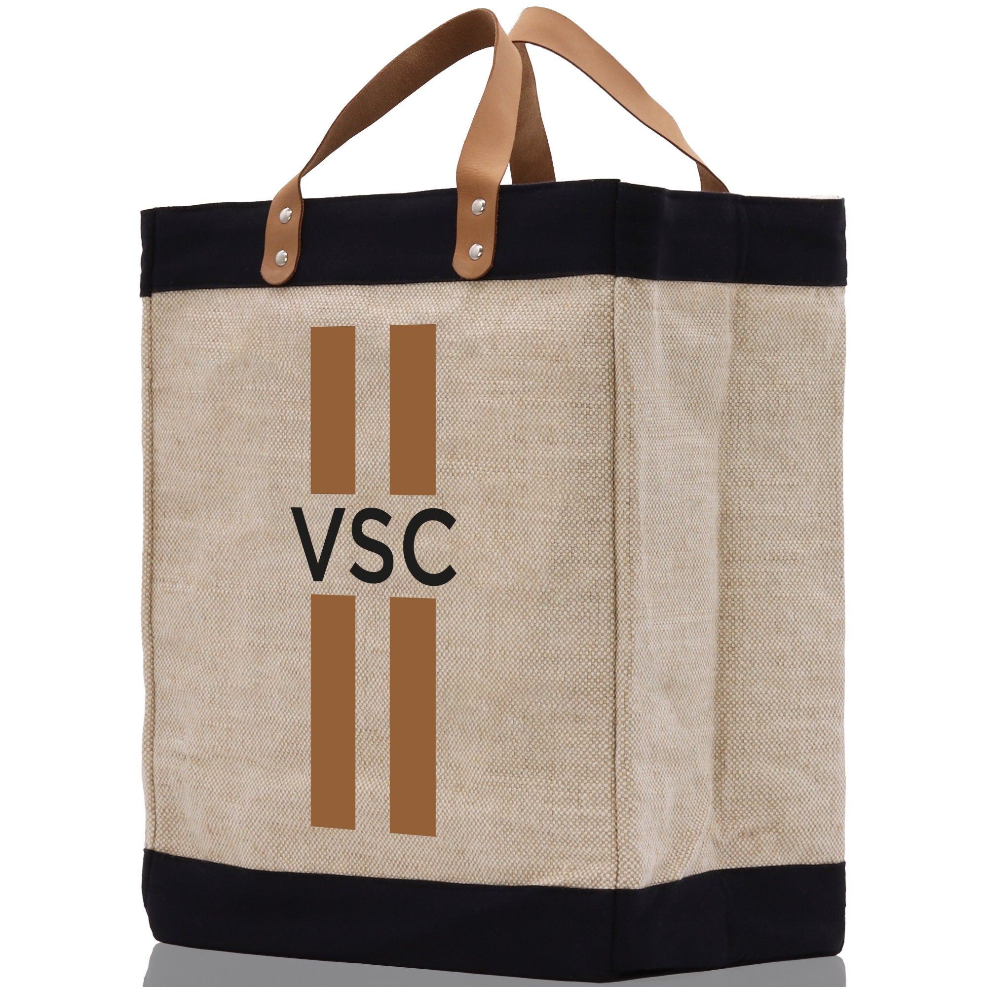 a canvas tote bag with a logo on it