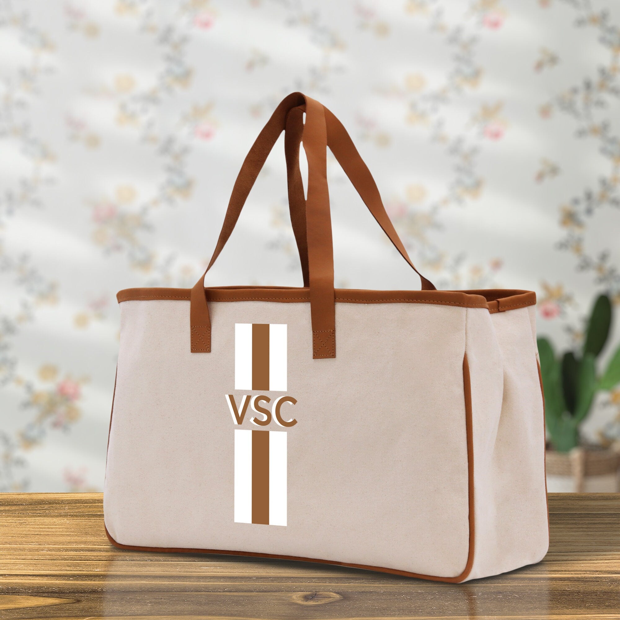 a canvas bag with a cross on the side of it