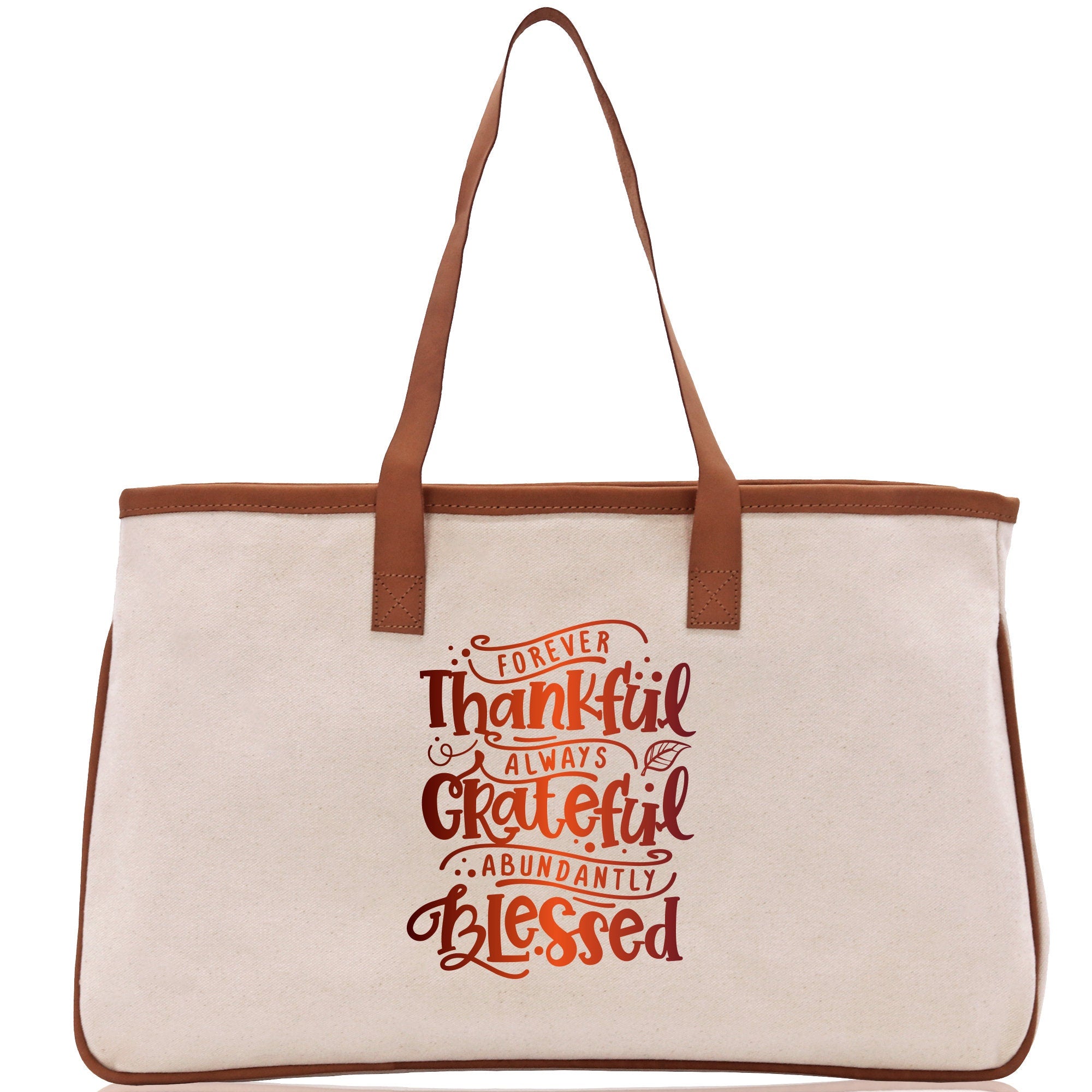 Thankful Grateful Blessed Cotton Canvas Tote Bag Thanksgiving Bag Autumn Fall Vibes Bag Motivational Bag Blessed Bag Fall Market Grocery Bag