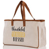Thankful Grateful Blessed Cotton Canvas Tote Bag Thanksgiving Bag Autumn Fall Vibes Bag Motivational Bag Blessed Bag Fall Market Grocery Bag