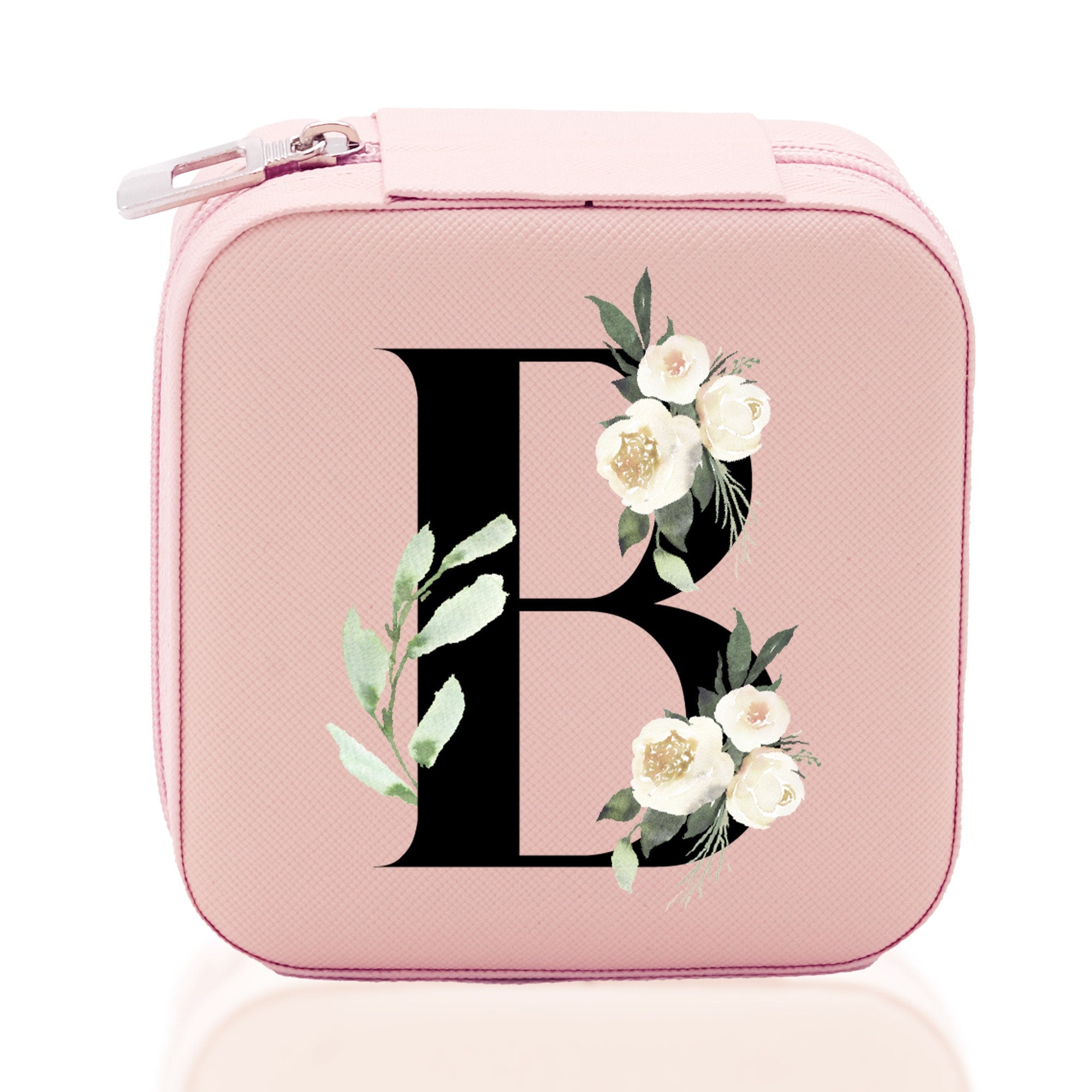 a pink case with a floral monogrammed letter b
