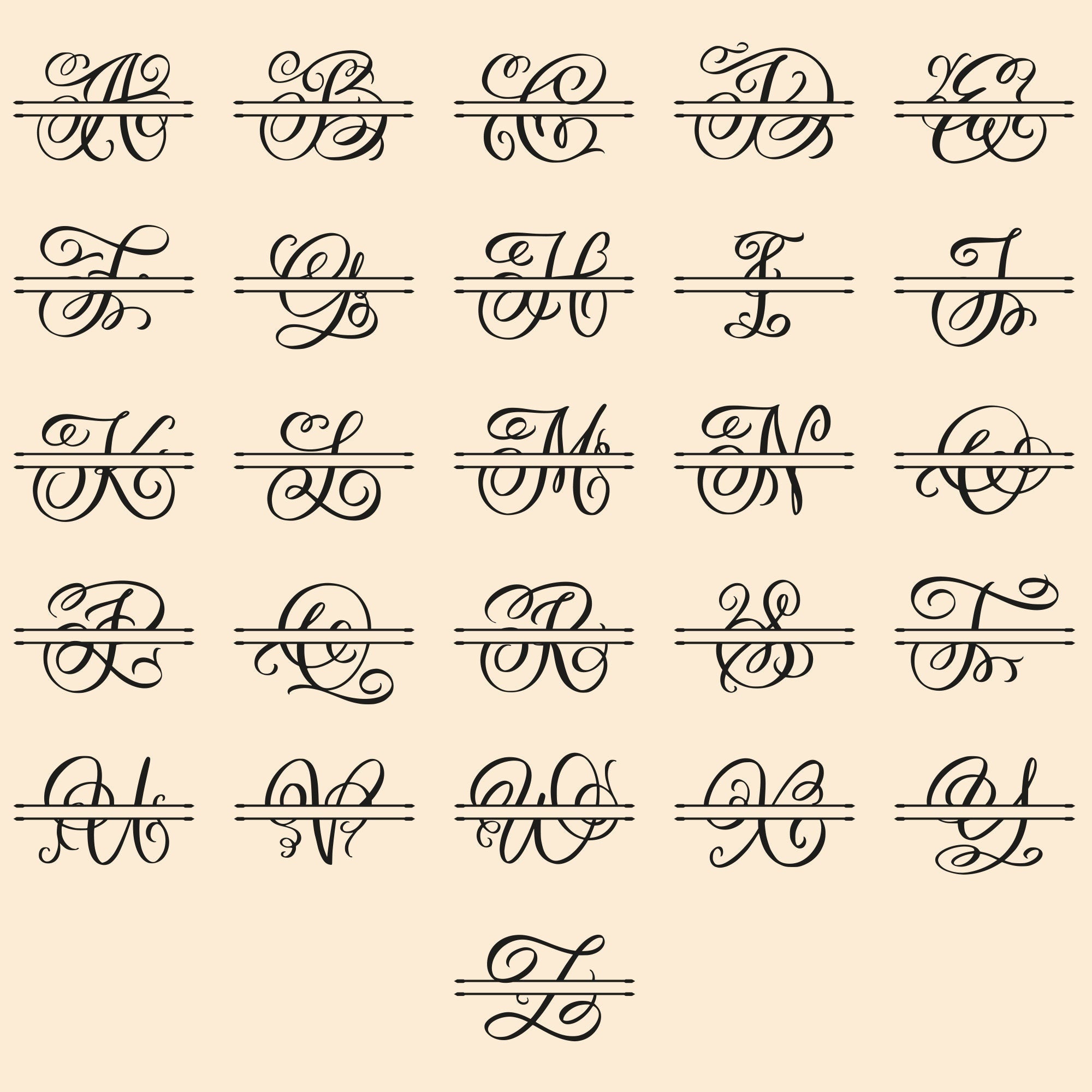 a set of calligraphy letters with different styles of calligraphy