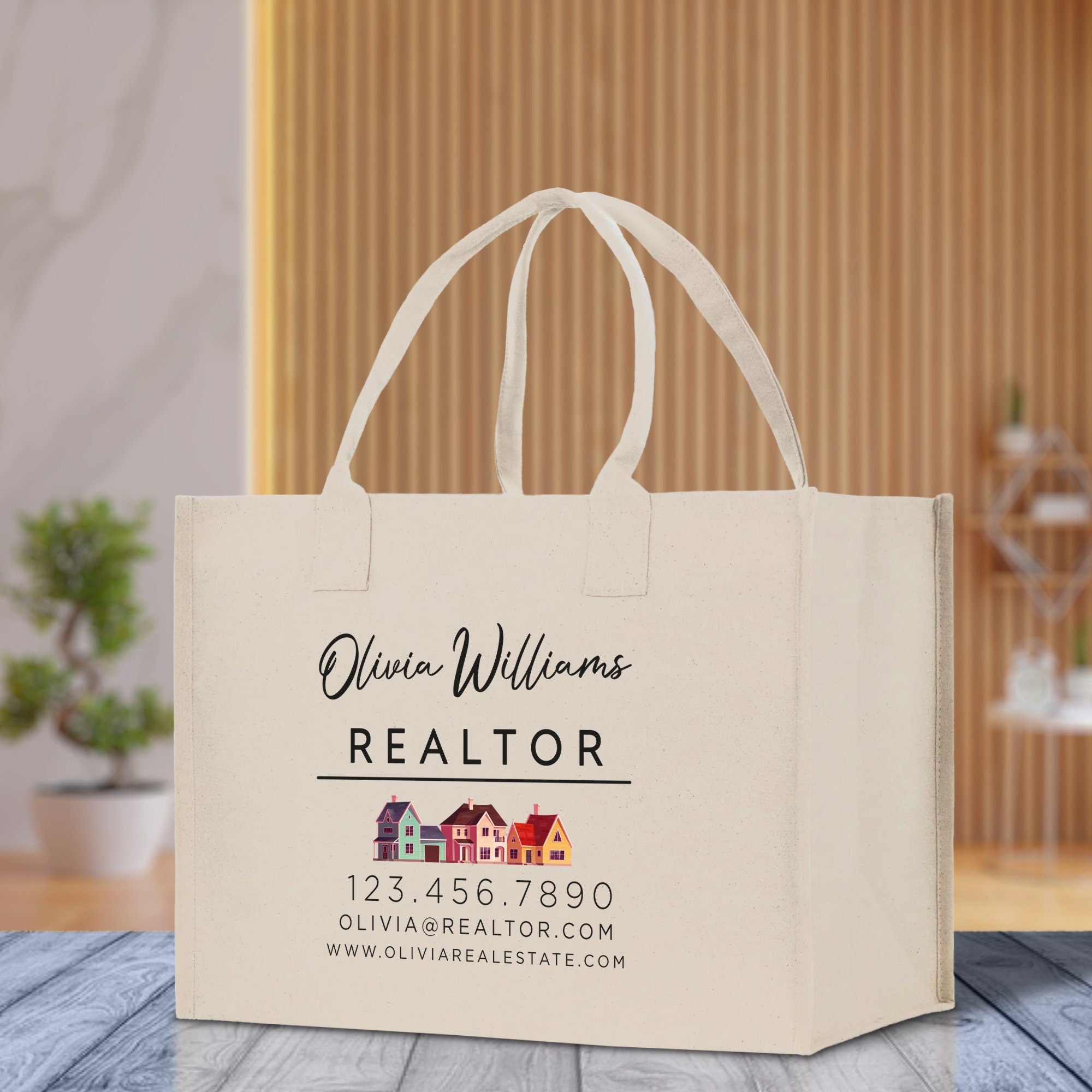 a paper bag with a realtor logo on it