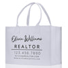a white shopping bag with a realtor logo on it