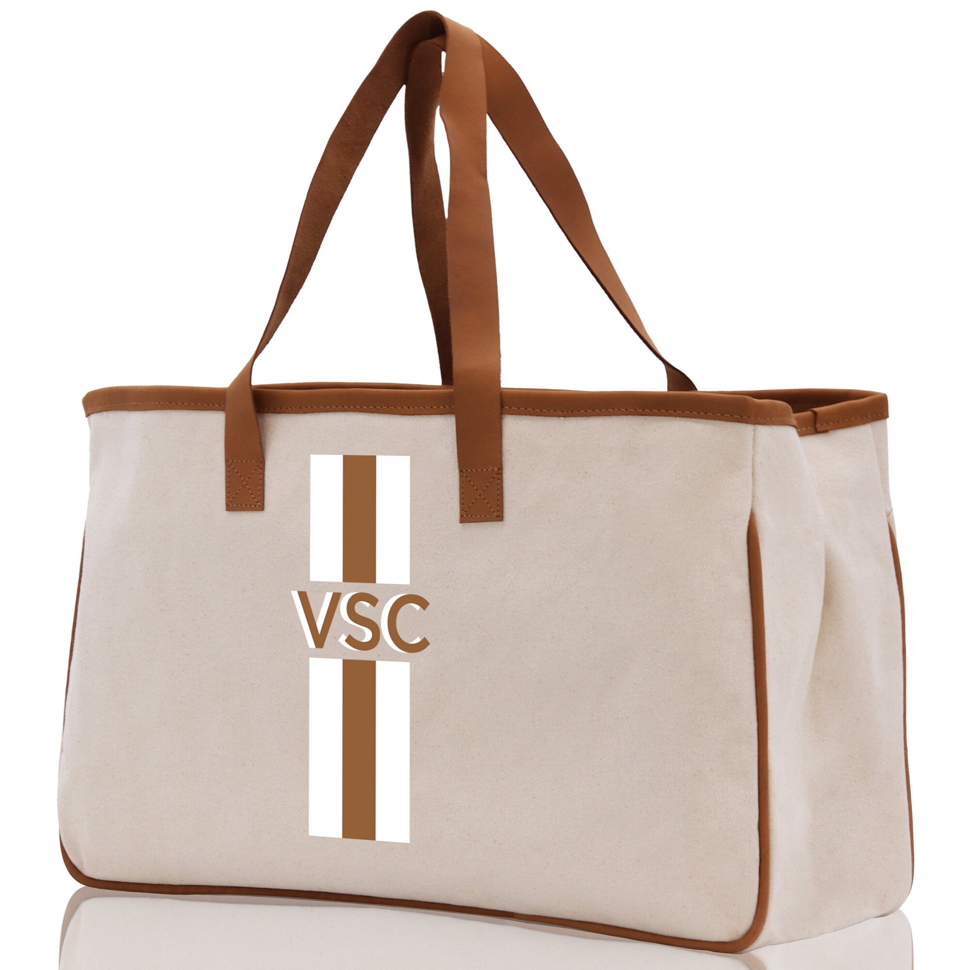 a white and brown bag with a cross on it