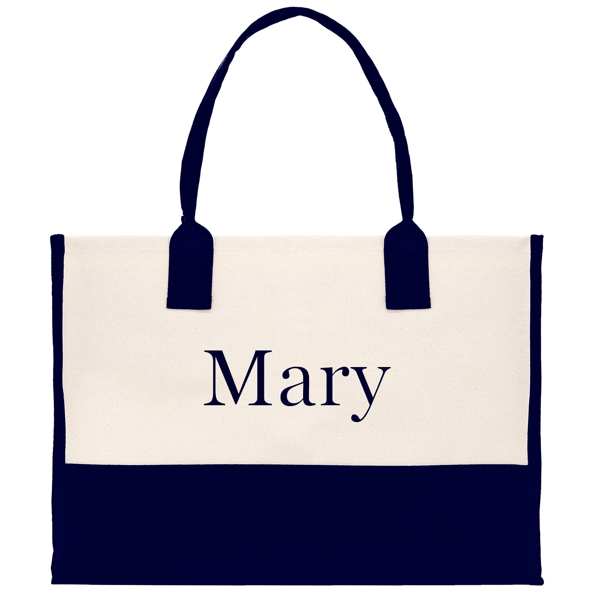 a black and white bag with the word mary printed on it