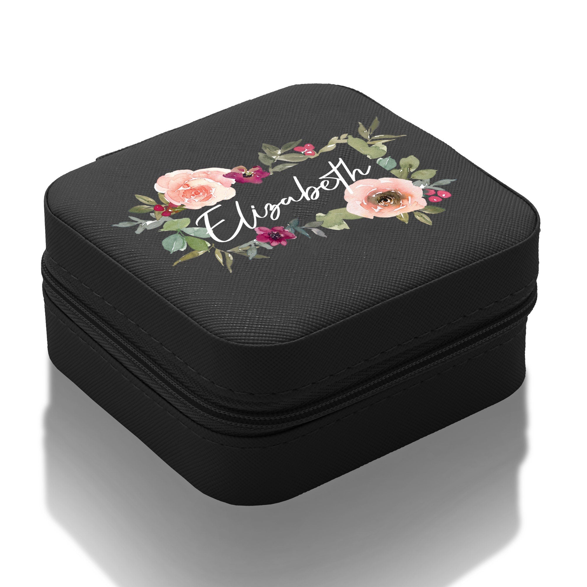 a black box with a floral design on it