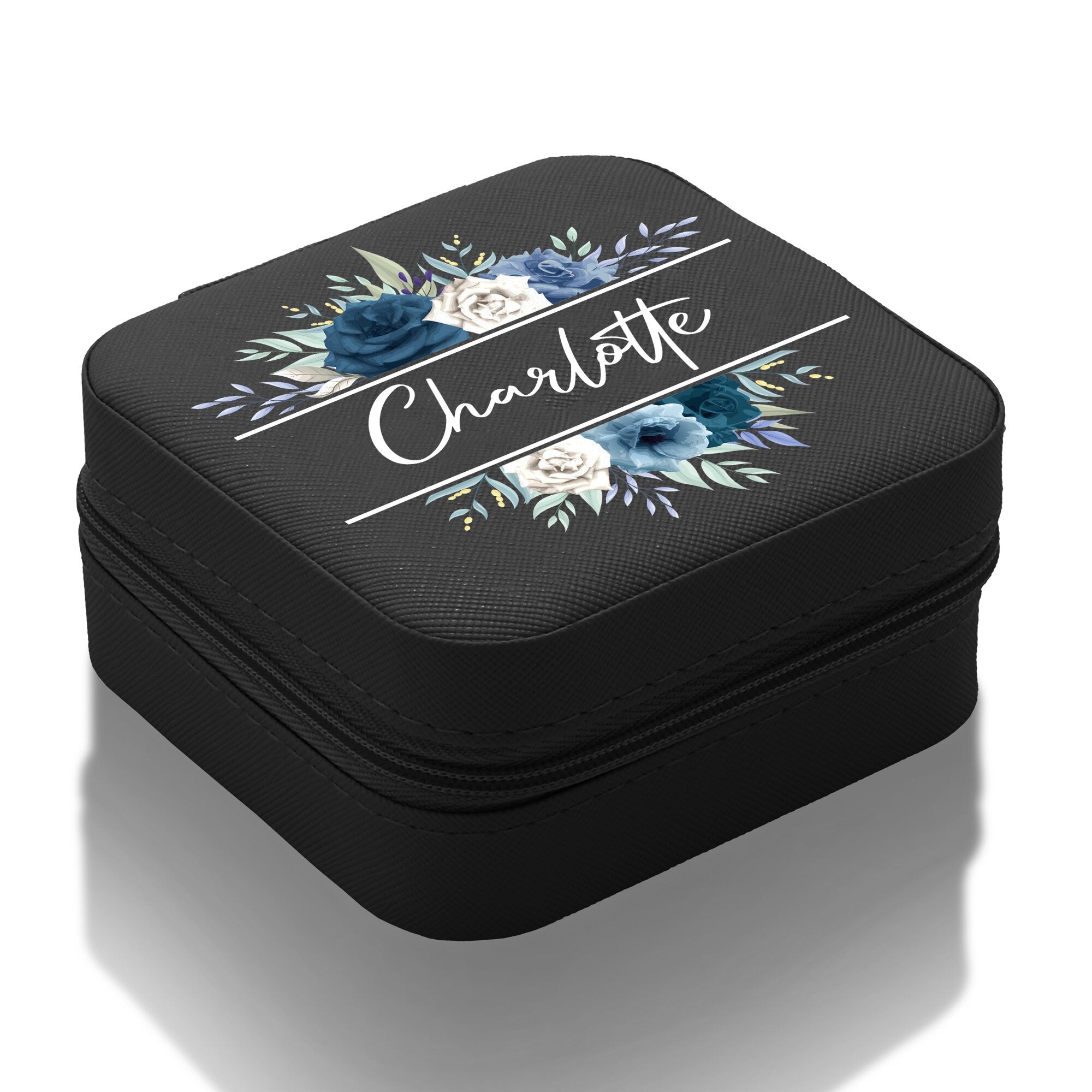 a black box with a floral design on it