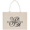 a white shopping bag with a monogrammed logo