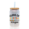 a glass with a straw in it that says class of 2013 in progress
