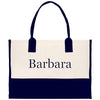 a black and white bag with the word barbara on it