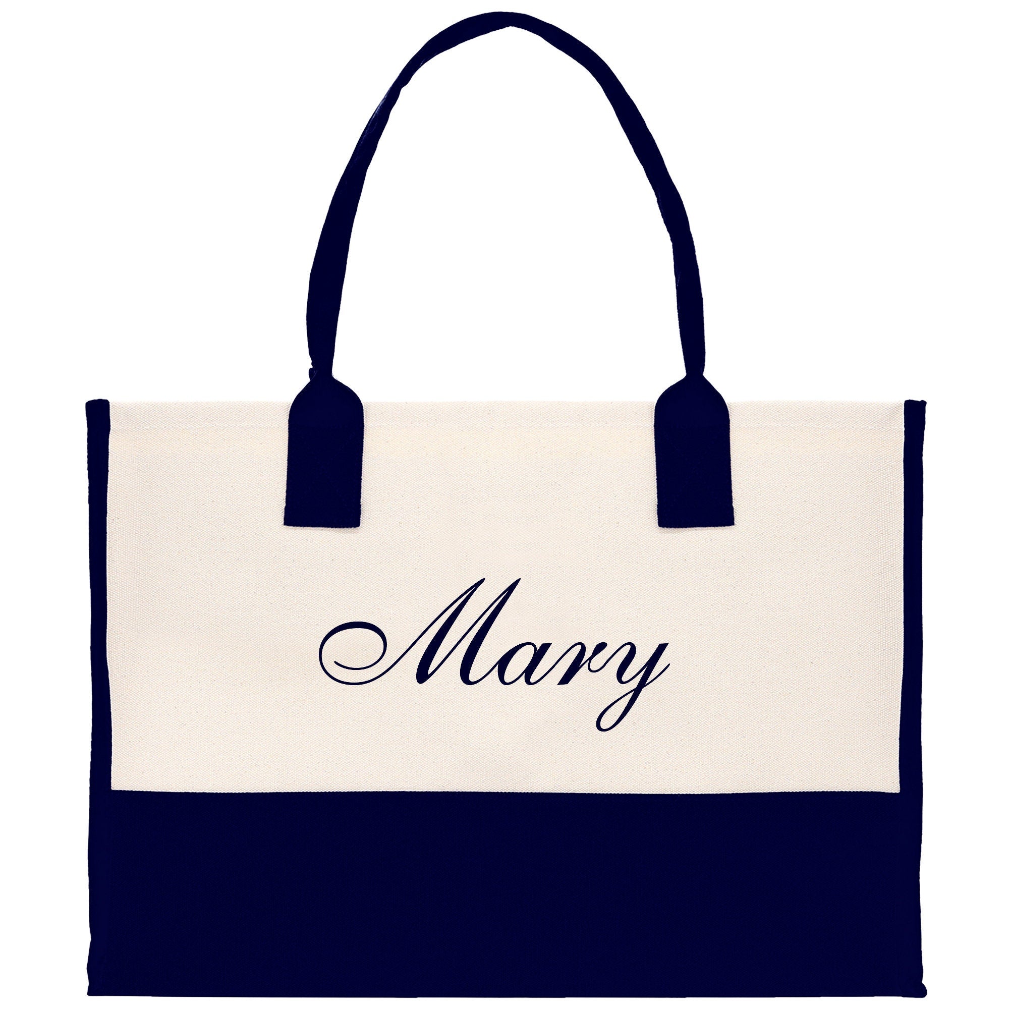 a black and white bag with the word mary on it