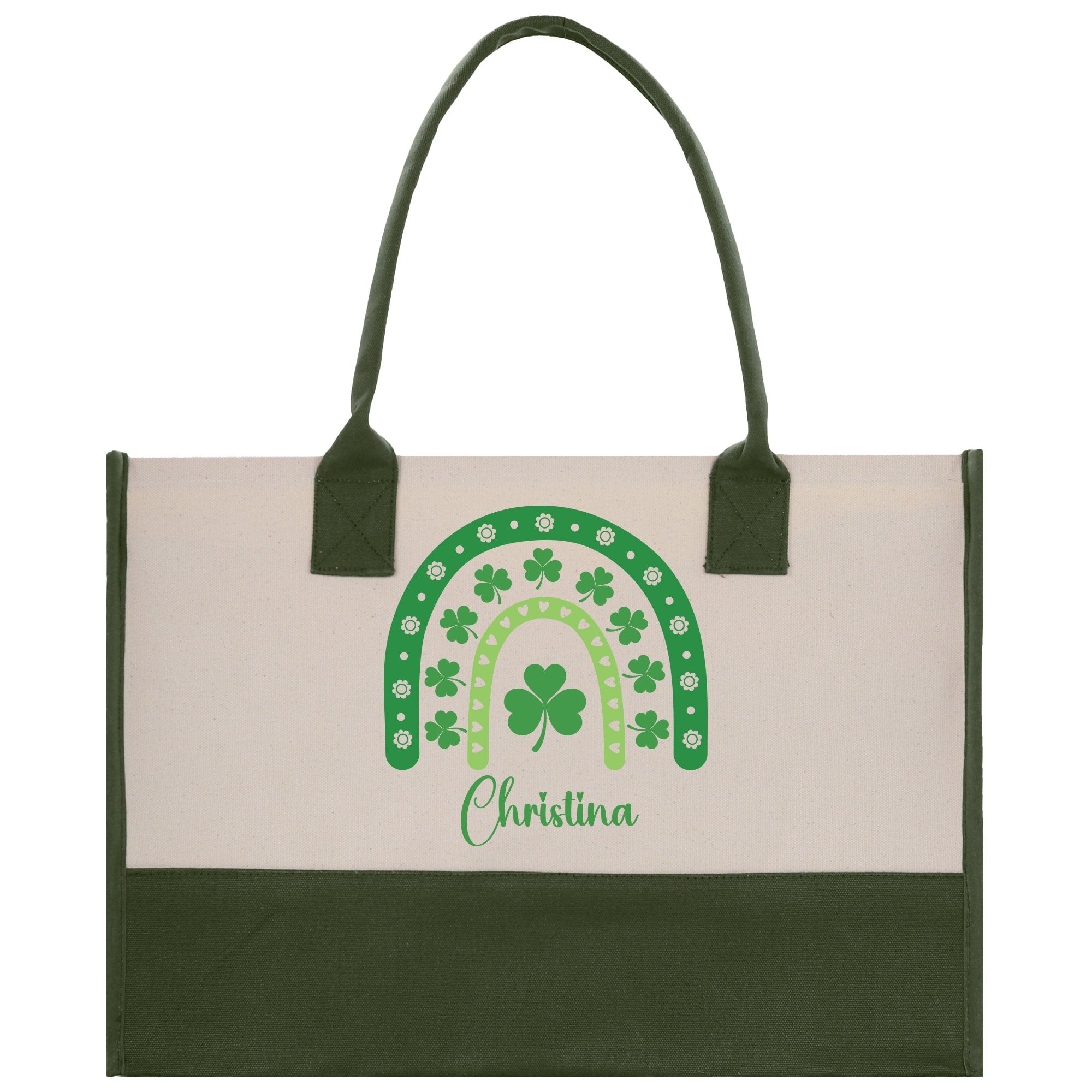 a st patrick&#39;s day bag with shamrocks on it