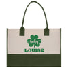 a green and white bag with a shamrock on it