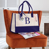 Monogram Tote Bag with 100% Cotton Canvas and a Chic Personalized Monogram Navy Blue Vanessa Rosella 