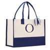 Monogram Tote Bag with 100% Cotton Canvas and a Chic Personalized Monogram Navy Blue Vanessa Rosella Block O 