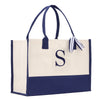 Monogram Tote Bag with 100% Cotton Canvas and a Chic Personalized Monogram Navy Blue Vanessa Rosella Block S 